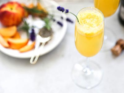 Homemade Lavender Peach Bellini
